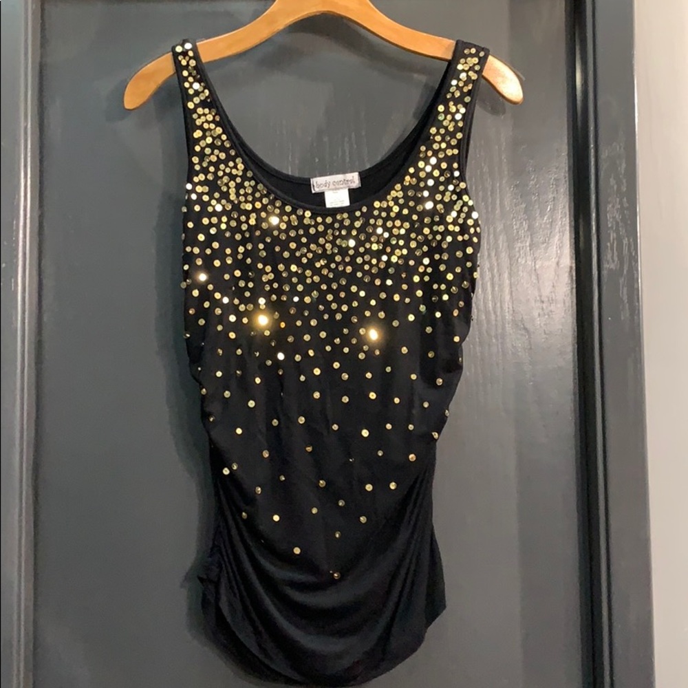 Black & Gold Shimmer Tank - Size S